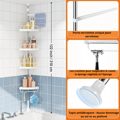 Étagère Salle de Bain - Crochets+Porte-Serviettes